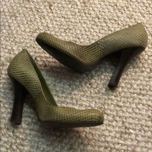 BCBGirls Green Snakeskin heels - Size 6